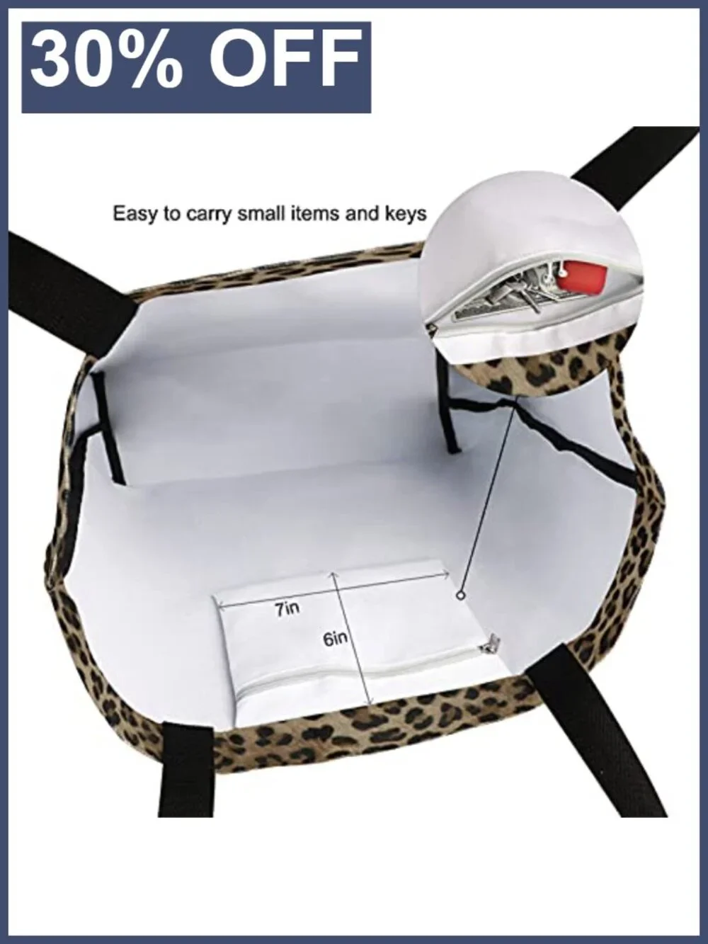 Canvas Tote Bag Large Leopard Print Reusable Grocery Shopping Bag